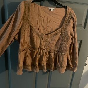 Women's Brown Long Sleeve Top